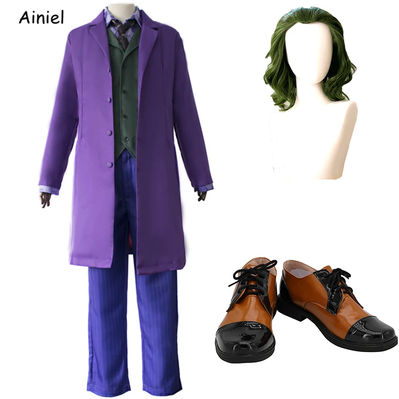 Фильм в стиле Джокер для косплея Темный рыцарь Хит Леджер джокер костюм клоуна одежда фиолетовый комплект