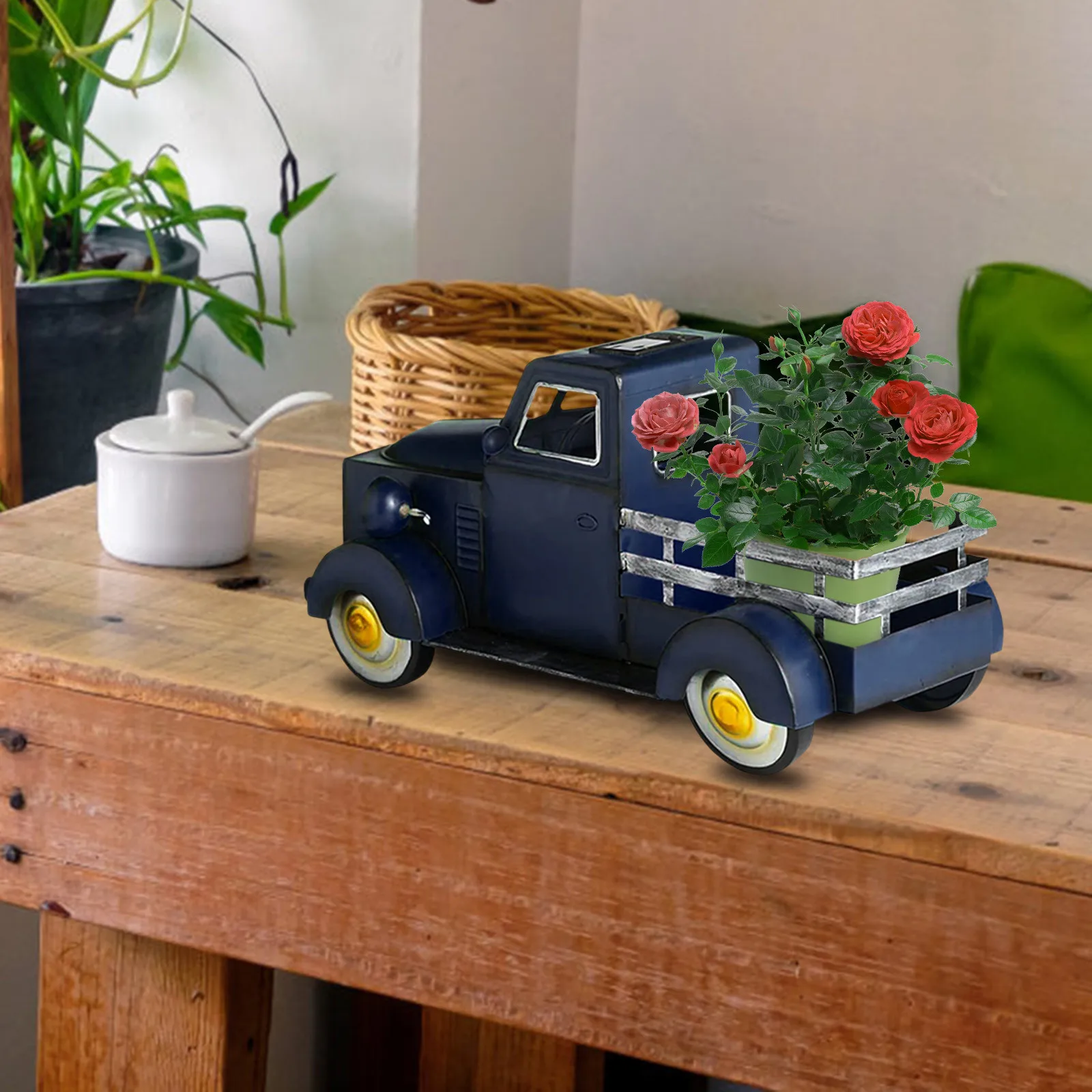 

Home Decor Retro Style Solar Pickup Truck Garden Decoration Flowerpot Car Originality Home Living Room Decoration