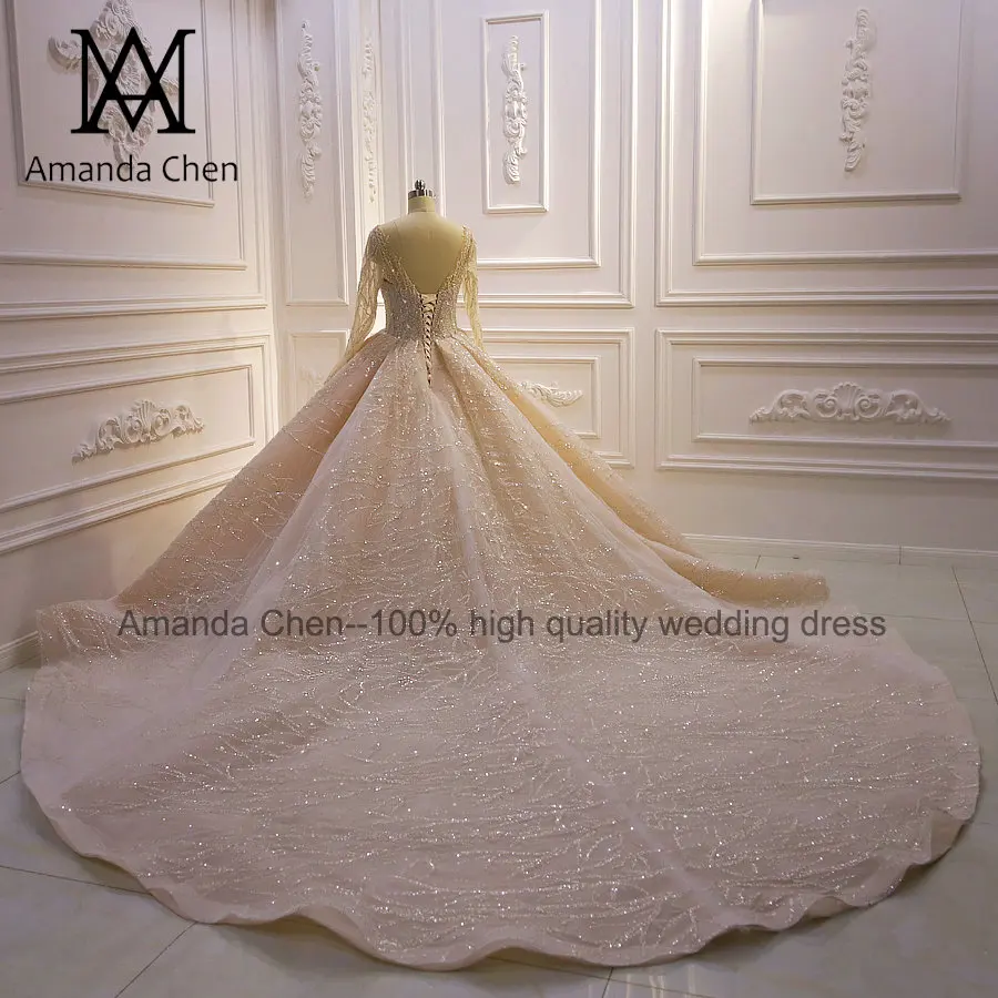 Роскошное блестящее свадебное платье vestito da sposa на заказ с длинным