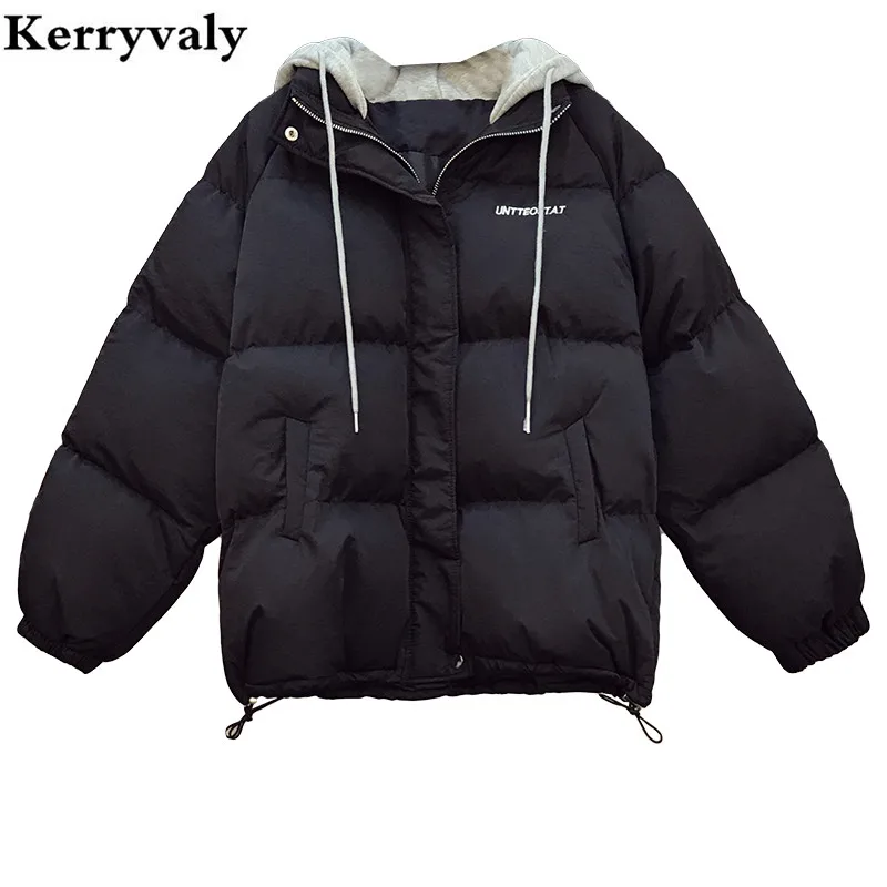 

Korean 4XL Plus Size Thick Hooded Splicing Down Cotton Jacket Women Long Sleeve Winter Parkas Ropa Mujer Invierno K18036