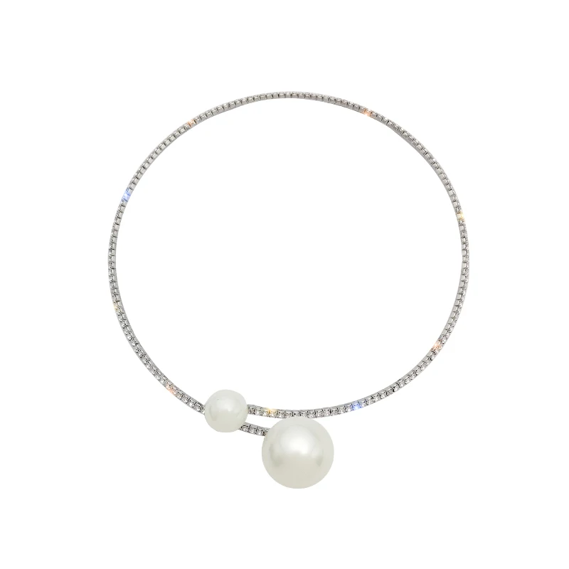 

European and American exaggeration big Pearl open collar fashionable women short neckchain sexy jewelry nightclub Necklace Chain