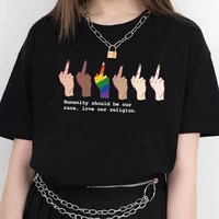 vip hjn humanity should be our race love our religion against racial discrimination style lgbt middle finger printed t shirt