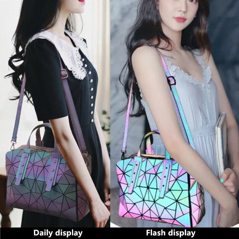 womens luminous boston handbag brand designer shoulder crossbody bag large geometric diamond female office business bag free global shipping