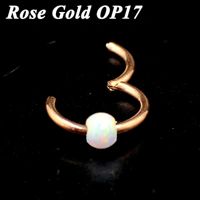 Rose Gold OP17 1 шт. G23 титановый шарнирный сегмент кольцо с опалом камень опал губы ниппель хряща трагус спираль носовая перегородка кликер пирсинг ювелирные изделия - Окраска металла: Rose Gold OP17