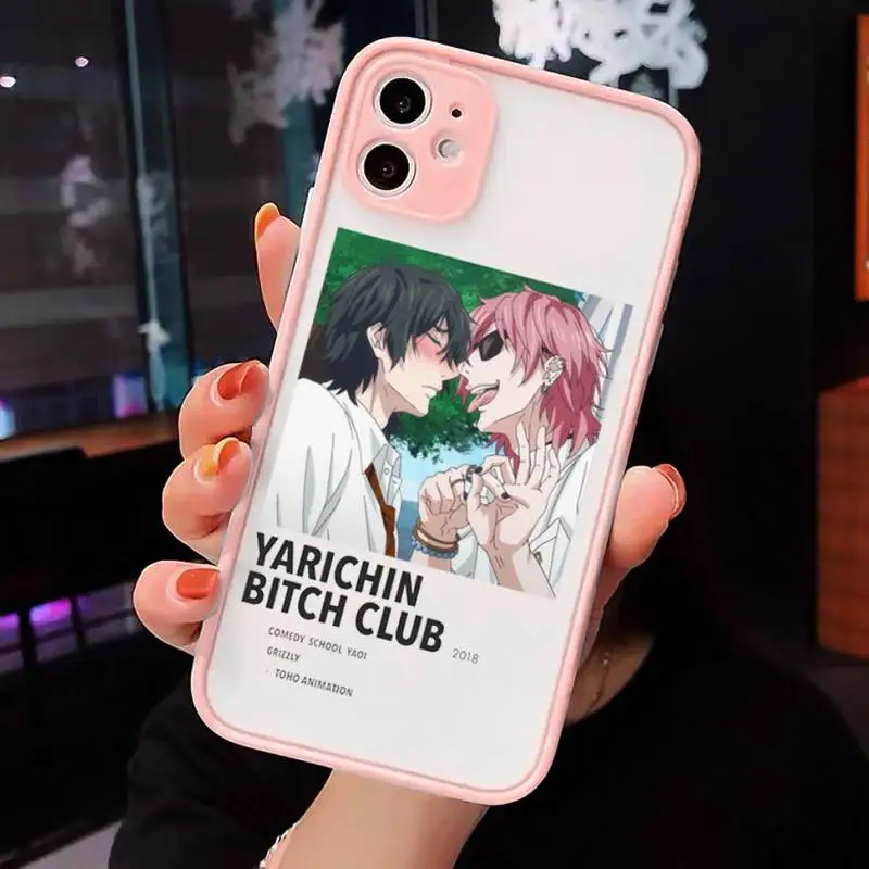 

Yarichin bitch Club Anime Phone Cases Matte For iPhone 12 Mini 11 Pro XR XS Max 7 8 Plus X Hard PC Back Cover