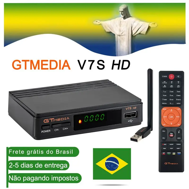 Бразилия GTMEDIA V7S HD спутниковый ТВ ресивер с USB Wi Fi приставка декодер CS PowerVu 1080P