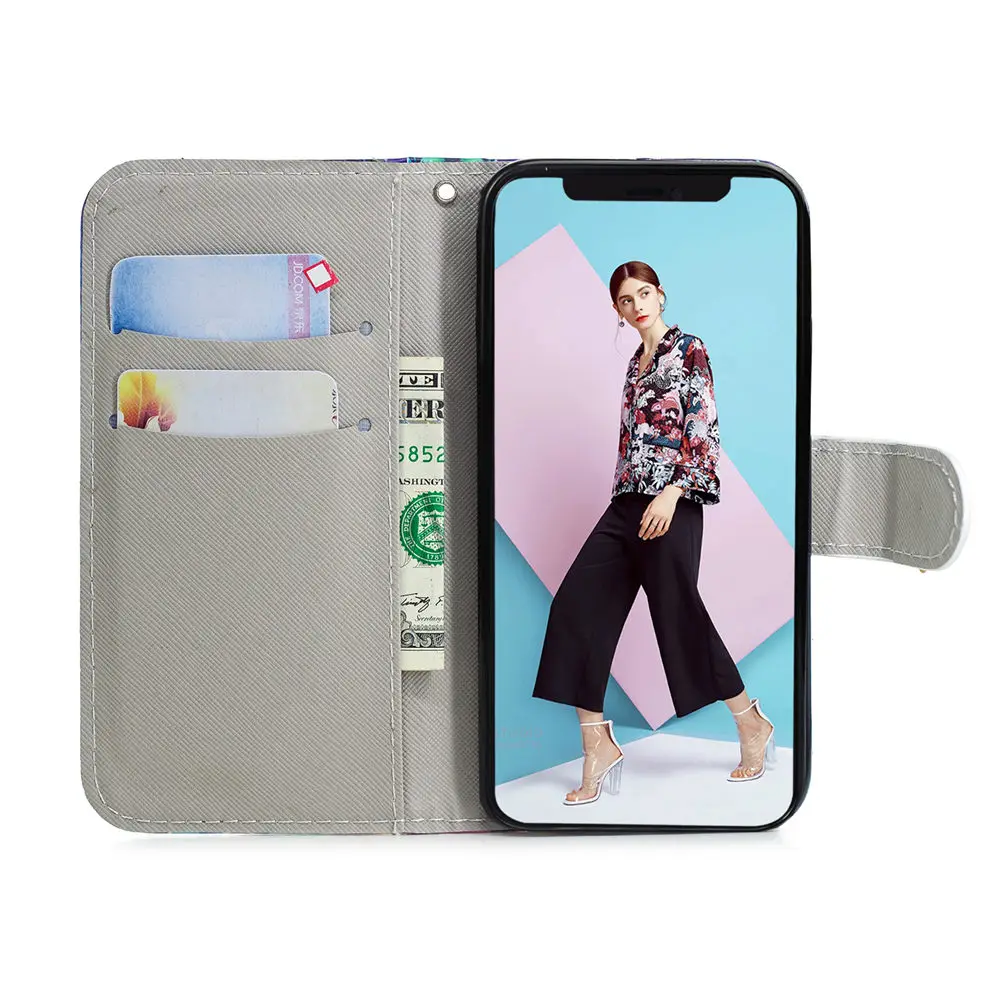3D Vision окрашенный чехол для телефона, чехол для iPhone 11 Pro X XS MAX XR 5 5S 6 6S 7 8 Plus, кожаный чехол-кошелек с ремешком