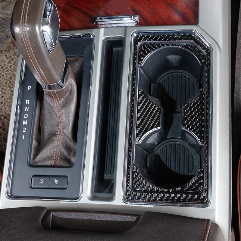 

Carbon Fiber Front Water Cup Holder Panel Cover Trim for Ford F-150 2015-2020 Accessories