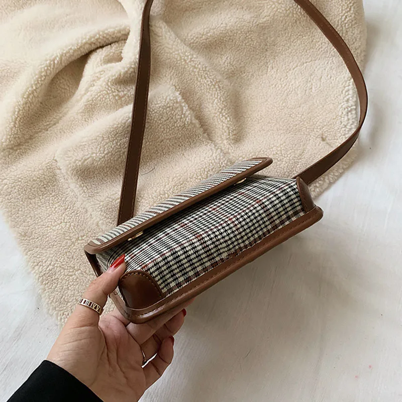 

Women Lattice Shoulder Bag PU Cloth Crossbody PU Strap Shoulder Flap Bags Sac Femme Bag For Women 2020