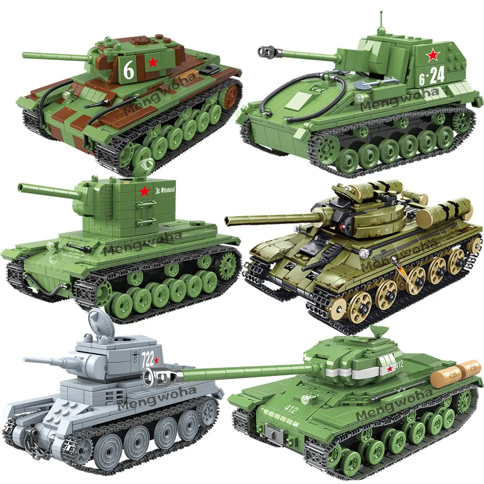 6 стилей Советской Армии Танк строительные блоки WW2 Россия военные с RU солдатская