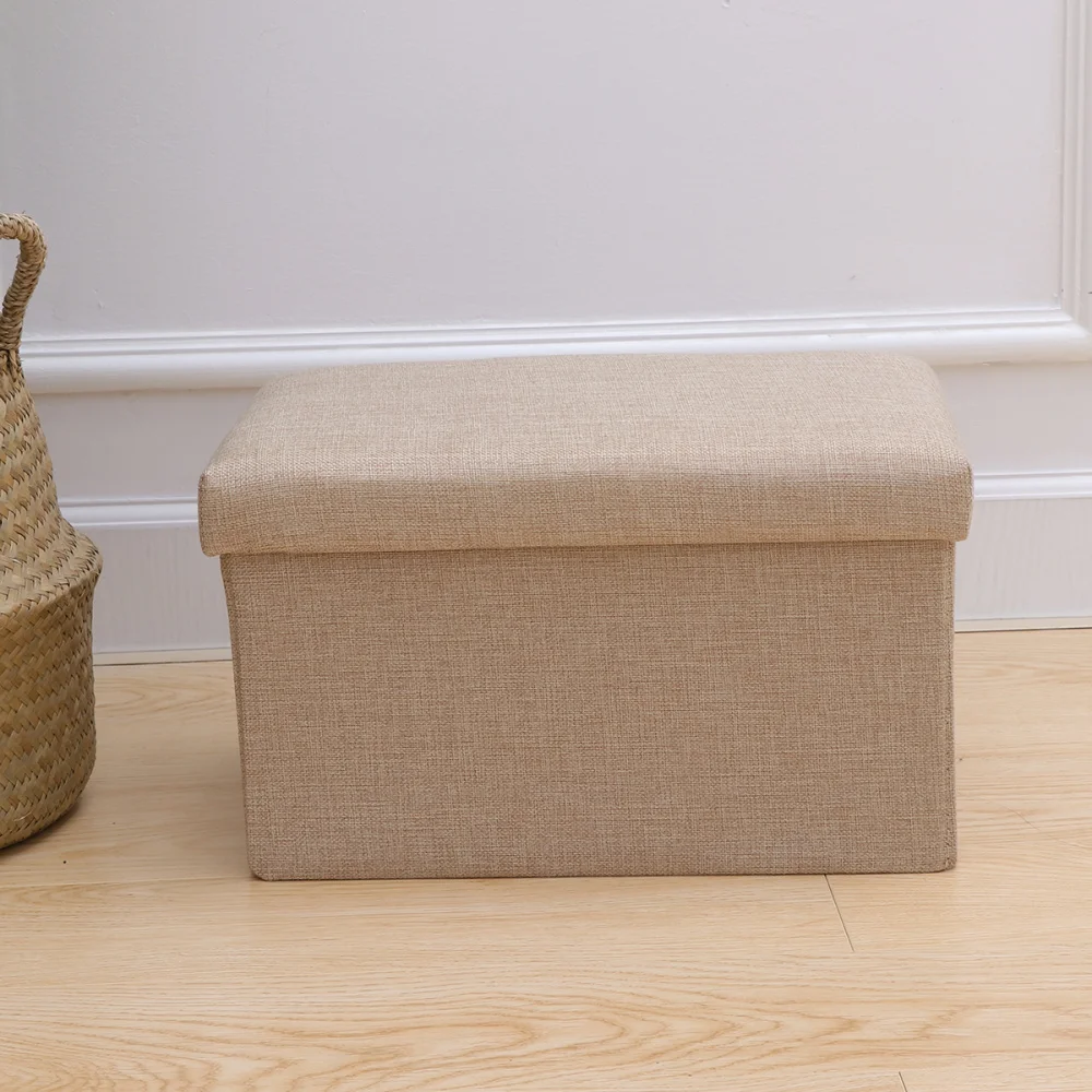 

Foldable Storage Ottoman with Folding Chest Storage Box Linen Fabric Ottomans Bench Foot Rest for Bedroom Living Room (Grey)