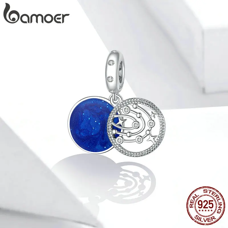 bamoer 2020 925 Sterling Silver Pendant Charm fit Original Fantasy Galaxy Bracelet Necklace DIY Fine Jewelry Accessories BSC311 |