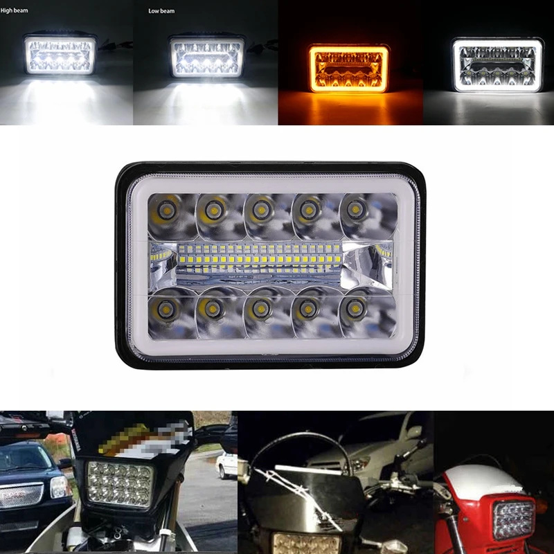 4x6 квадратный светодиодный налобный фонарь герметичный дальний и ближний свет DRL