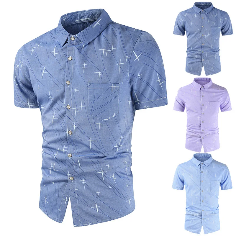 

Men Fashion Cotton Social Shirt New Men's Brand Shirt Mens Short Sleeve Soft Shirts Male Solid Color Casual Tops Plus Size 3XL