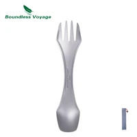 boundless voyage titanium fork spoon knife 3 in 1 cutlery outdoor camping flatware ultralight multifunction tableware