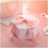 mystery box diy hexagon gift valentine day gift box surprise romance wedding party gift box scrapbook for baby shower favor box