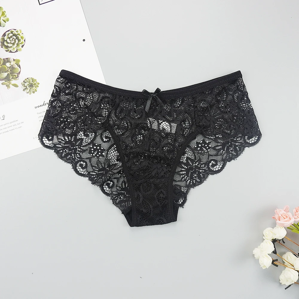 Размера плюс Для женщин хлопковые трусы кружевные сексуальные Простые полые