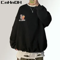 cnhnoh 2021 new autumn tee mens jacket japanese chic casual loose large size couple printing round neck hoodies se 805