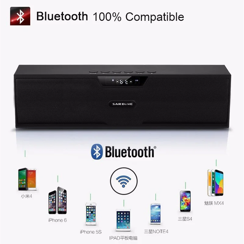 Беспроводной Bluetooth динамик сигнализация двойной FM радио 10 Вт портативный стерео