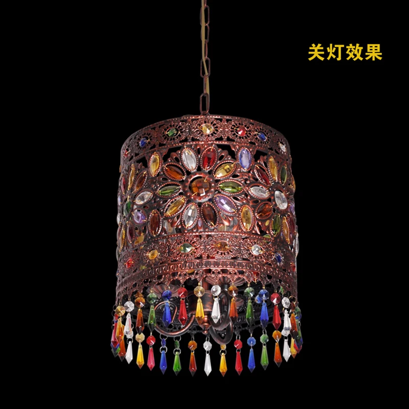 

Mediterranean Retro Bohemian Crystal Pendant Lamp Hallway Cozy Creative Lamp Bar Corridor luminaria pendente