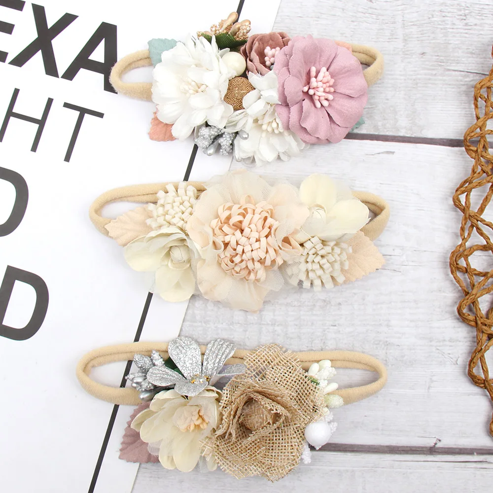 CN Цветочная Эластичная Повязка На Голову Нейлоновая повязка на голову для