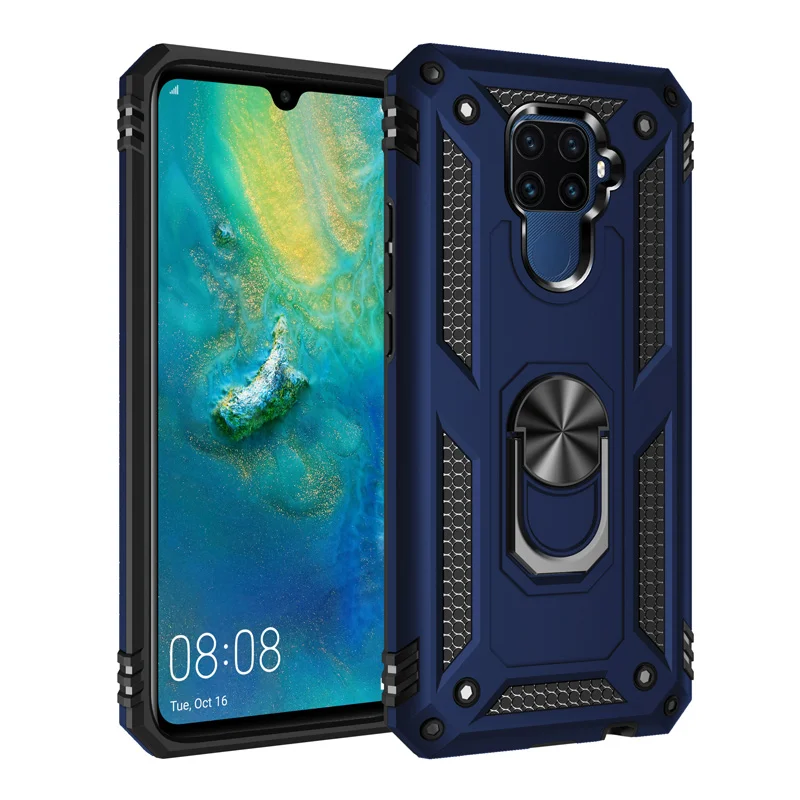 Синий IQD для huawei P20 lite чехол кольцо Кронштейн Автомобильный держатель телефона вращающийся металлический скрытый для huawei P30 mate 20 Lite P20 P30 Pro Чехол - Цвет: Синий