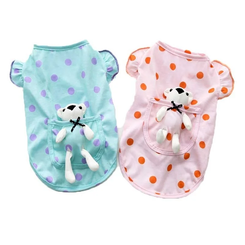 

Cartoon Small Dog Summer Outfit Dots T Shirt Ropa Para Perro Pug Tshirts For Cats Chihuahua Tshirt Breathable Yorkshire Shih Tzu