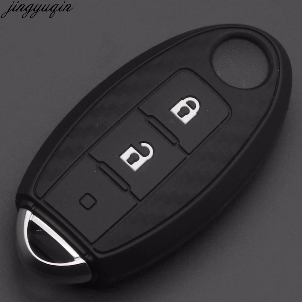 Jingyuqin для Nissan X Trail 370Z Cube Micra Qashqai Juke Leaf Tiida Quest Versa 2/3 кнопки из карбона силиконовый