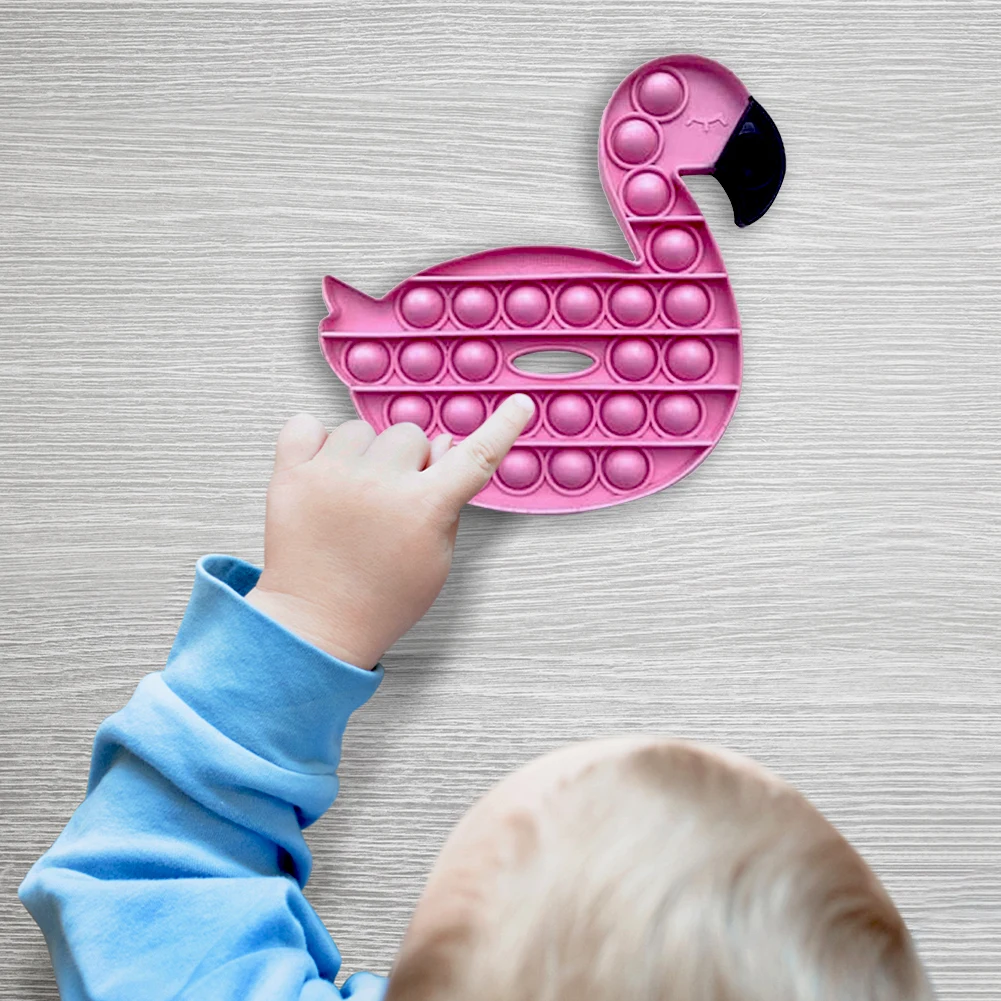 Силиконовая мультяшная игрушка-Фламинго с пузырьками сенсорная сжимающая