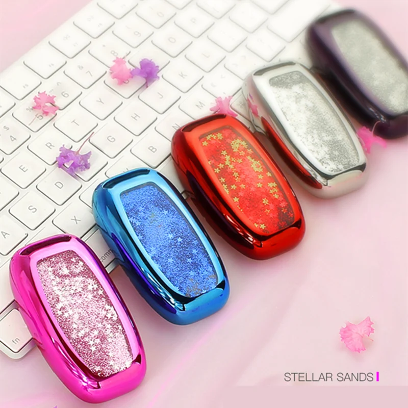 Funny Quicksand Soft TPU Key Case Cover Shell For Audi A3 A4 A5 A6 A7 A8 Q5 Q8 S4 S5 S6 key Protection Crystal chain | Автомобили и
