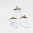 Натуральный Белый Howlite камень Кулон талисман женский 2020 Рог исцеления Золотой колпачок драгоценные камни точка аксессуары ожерелья и подвески