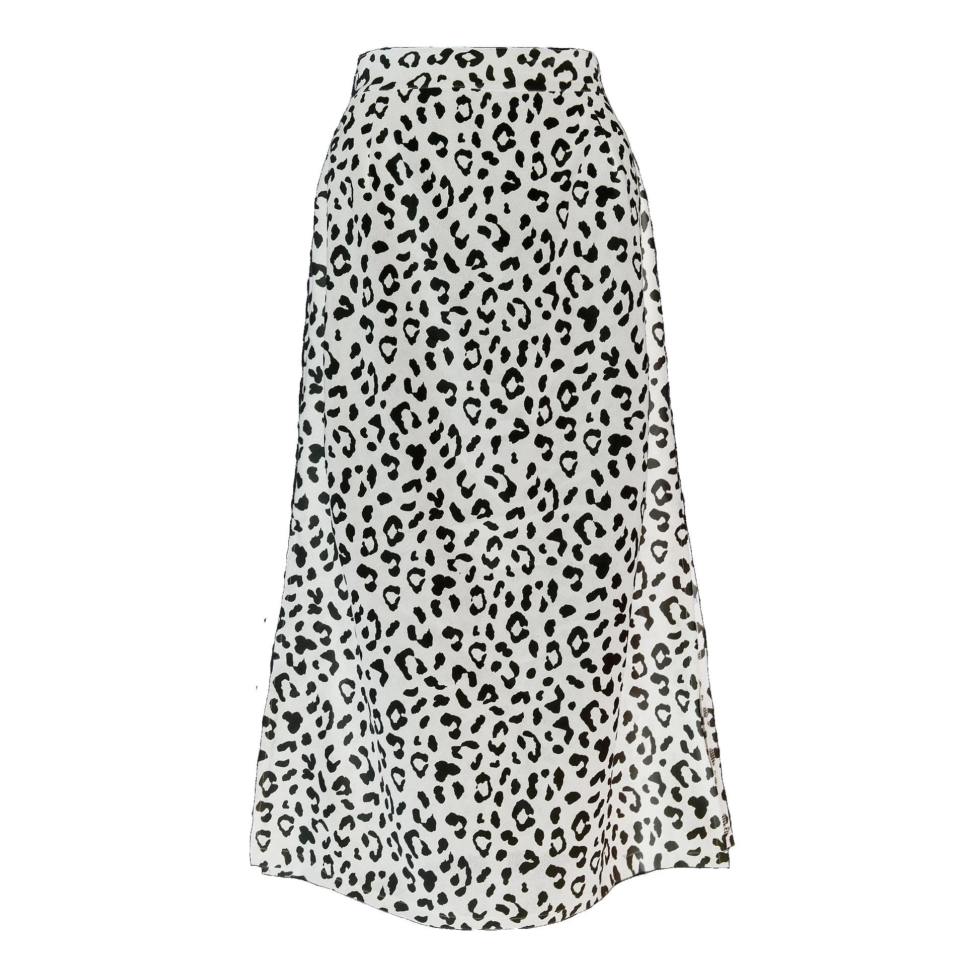 

2021 Spring And Summer Women's Leopard Print Chiffon Print Split Skirt Europe And The United States Sexy Zipper High Waist Midi