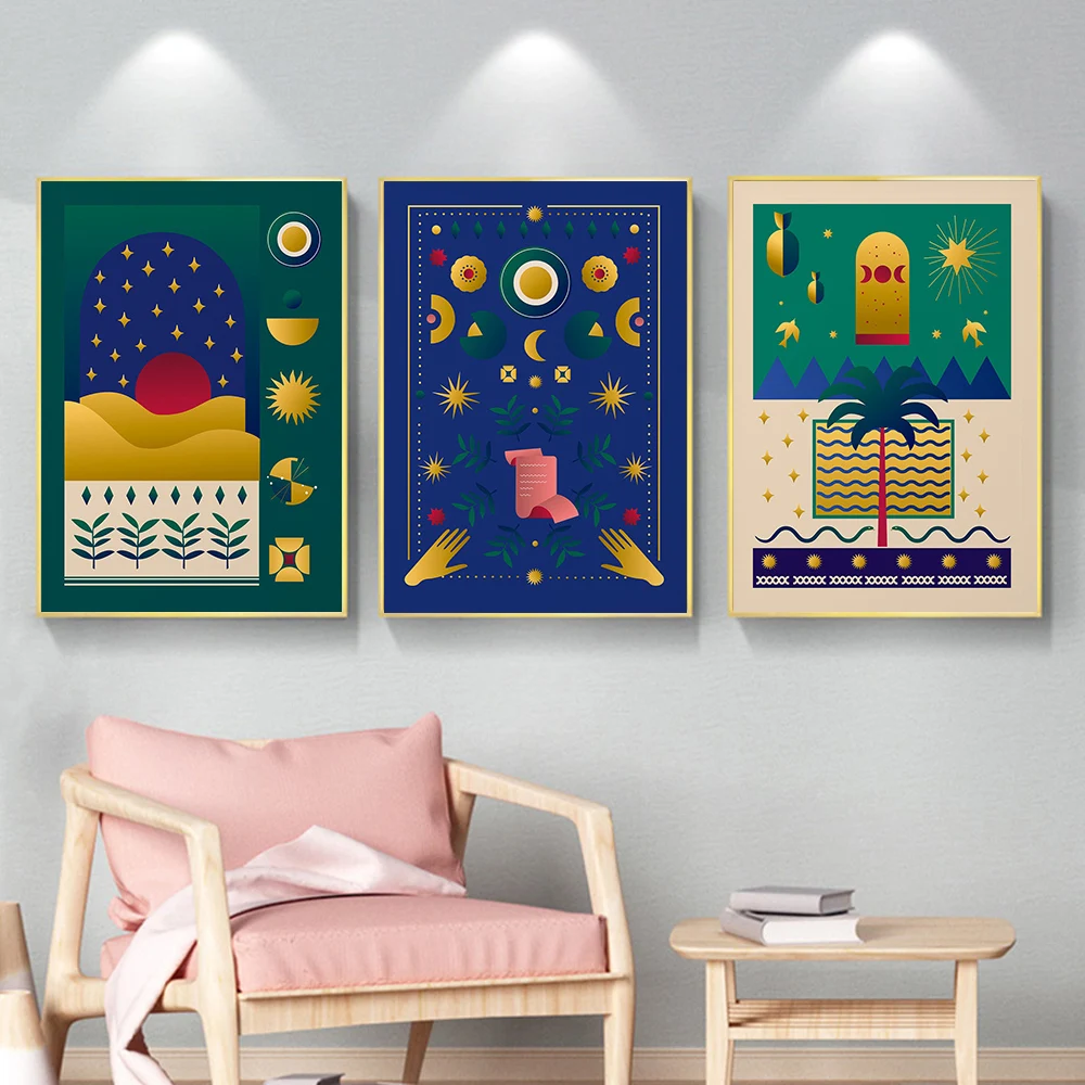

Desert Abstract Bedroom Dream Sleep Wall Art Mystical Posters and Prints Nordic Wall Picture for Living Room Home Decor No Frame