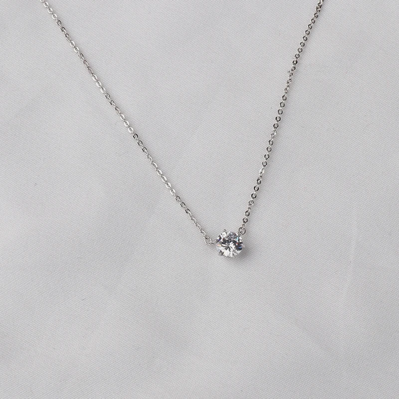 Простой Большой AAA кубический цирконий кулон ожерелье Золотая цепочка круглые