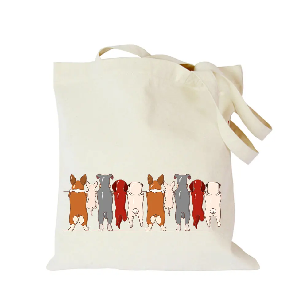 Холщовая Сумка для собак эко сумка шоппинга с логотипом таксы овцы пуделя