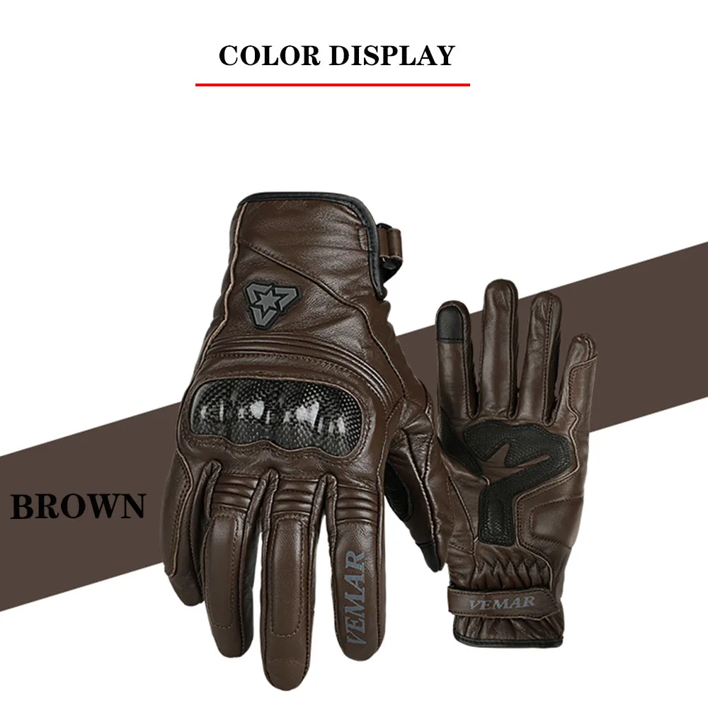 Мотоциклетные перчатки для верховой езды в стиле ретро из козьей кожи с