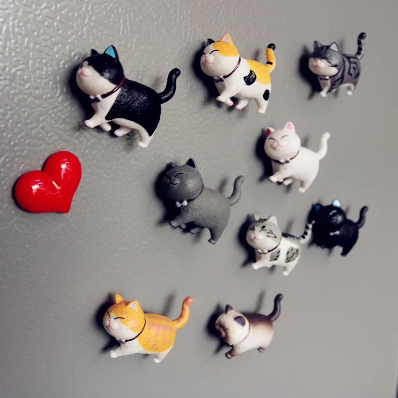 

9 Pack Fun Cat Refrigerator Magnets Office Magnet, Kitchen Decor Fridge Cat Ornament Perfect for Whiteboard, Refrigerator, Map