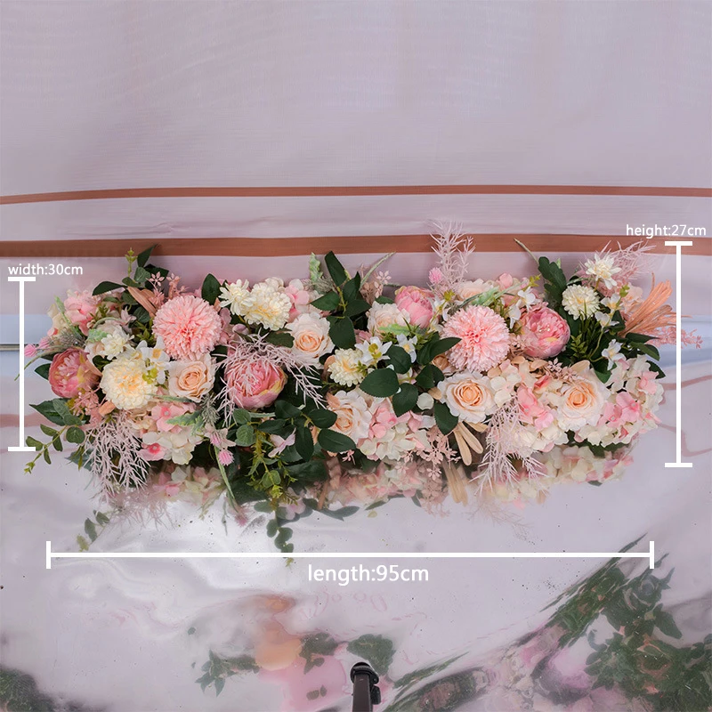95cm pink DIY 1 м Свадебный цветок декор для железной арки искусственная Цветочная композиция поставки дорога свинец цитируется ряд цветов окно T станция - Цвет: 95cm pink