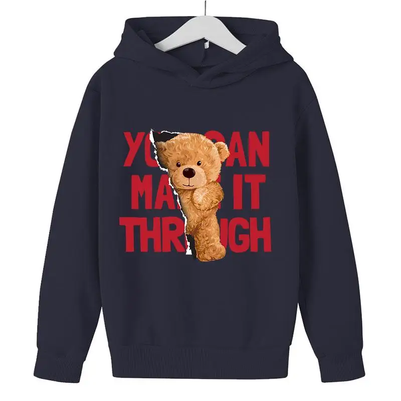 

Bear Print Hoodies kid Sweatshirts Streetwear Harajuku boy girl Casual Cartoon Fashion Pullover Long sleeve Colorful printed Top