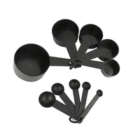10pcsset eco friendly plastic black measuring cups and spoons teaspoon coffee sugar dessert scoop kitchen scales baking tools
