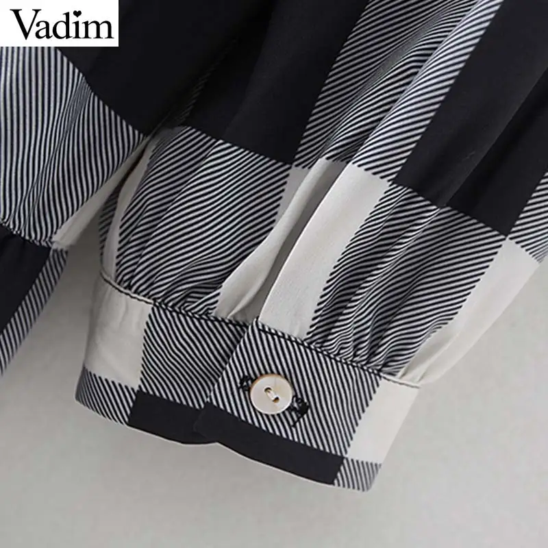 Женское элегантное платье vadim в клетку миди с длинным рукавом и отложным