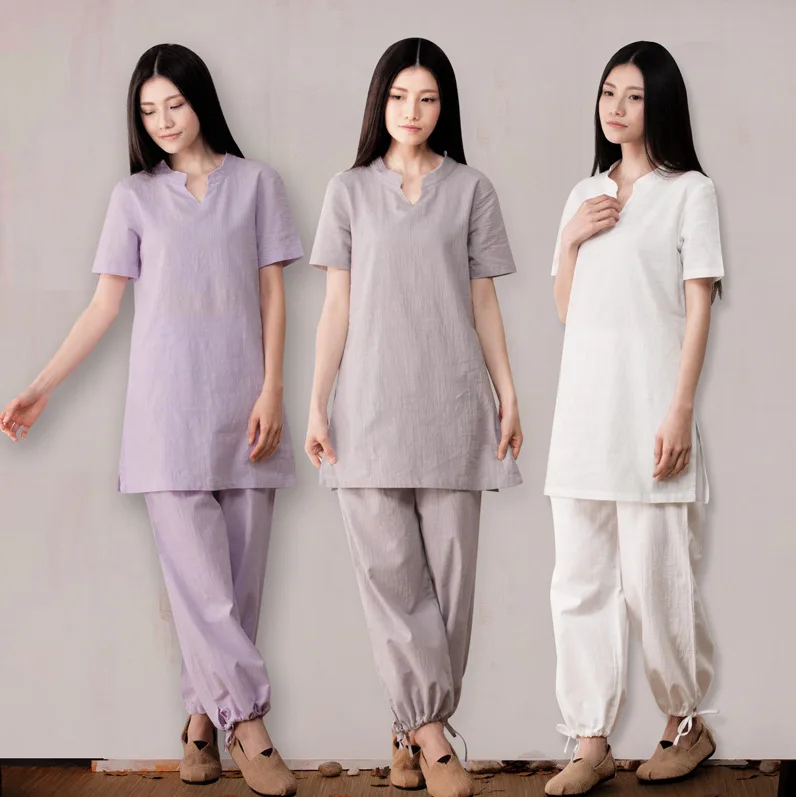 Летняя женская одежда для боевых искусств тайчи кунг-фу льняная быстросохнущая