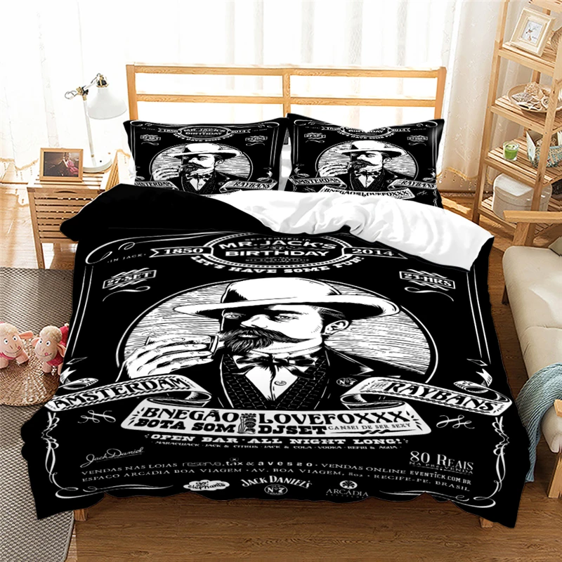 

2021 New Jack Whiskey Wine 3d Duvet Cover Set with Pillowcase Bedding Set Single Double Twin Full Queen King Size Free Shipping