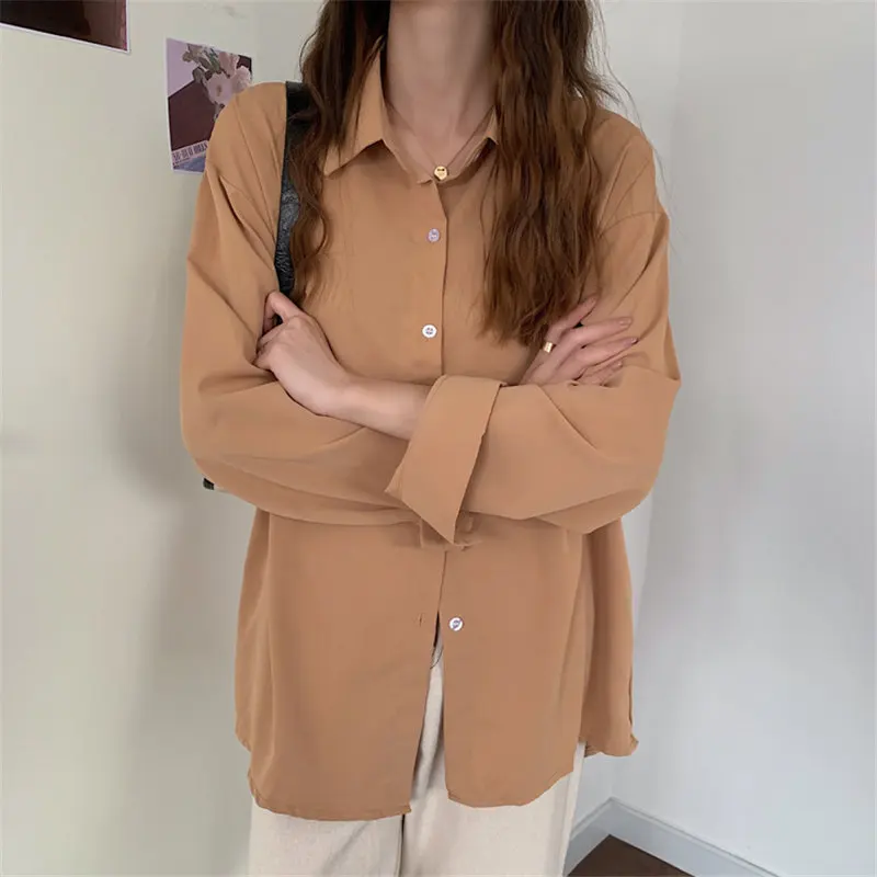 

HziriP Korean Irregular New Arrival Fashion Solid Minimalist 2021 Office Lady Shirts Loose All Match OL Tops Brief Clothe