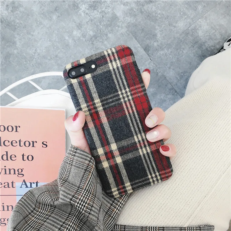7 Gimfun теплый фланелевый клетчатый тканевый чехол для телефона для Iphone 11 чехол простой плюшевый тканевый чехол для Iphone 11 Pro Xs Max Xr X 6 7 8 Plus - Цвет: 7