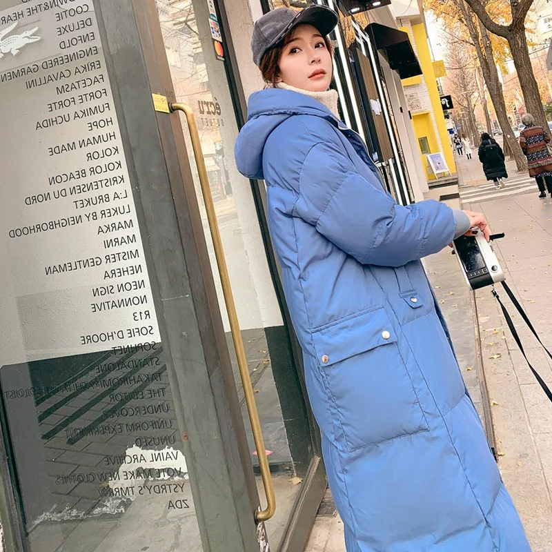 Супер длинные зимние парки пуховик с хлопковой подкладкой Женская куртка