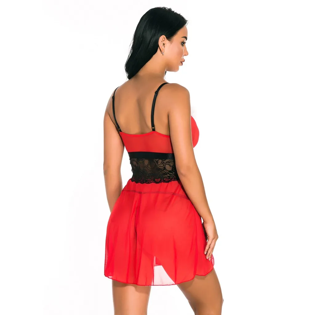 Рождественское Неглиже для женщин Сексуальная кружевная ночная рубашка ночное