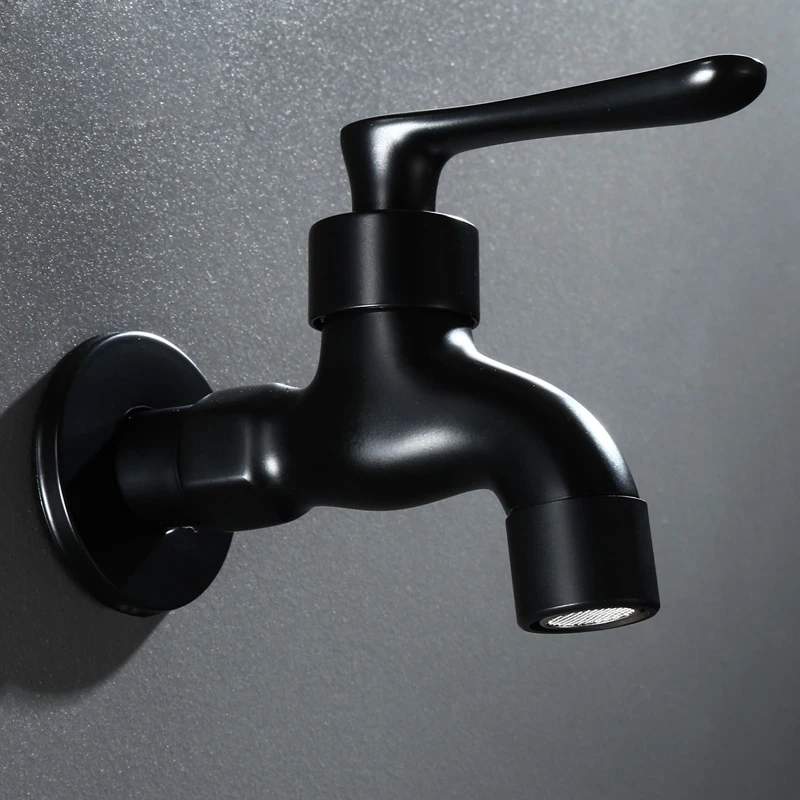 Черный латунный настенный кран для ванной комнаты угловой смеситель стиральной
