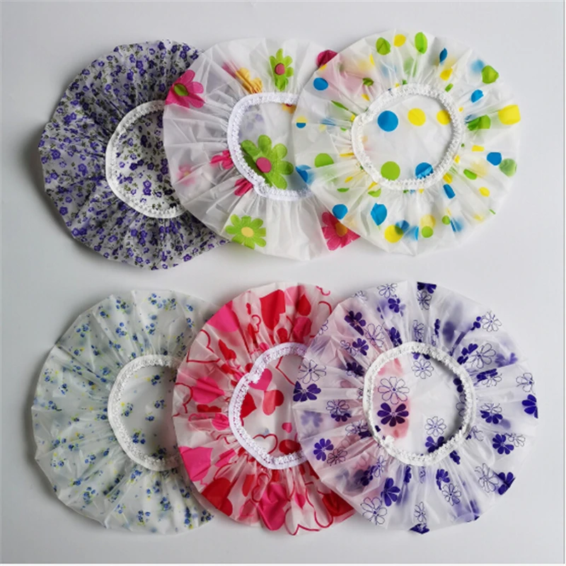 

Ladies Women Waterproof Shower Cap High Elastic Bath Hat Resuable Bathing Hair Caps Bathroom Random Colors