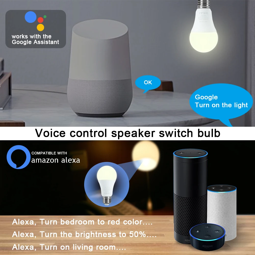 Умная Светодиодная лампа Tuya 7 5 Вт E27 Wi Fi управление через приложение Alexa Google Assistant